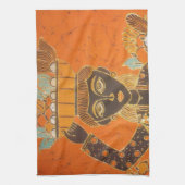 Afrikaanse vrouw met mand art print theedoek (Verticaal)