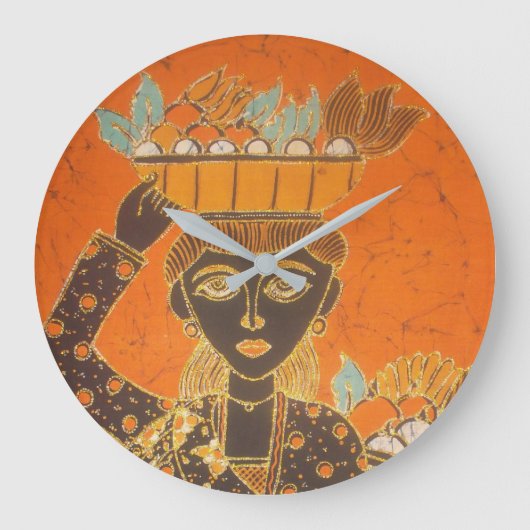 Afrikaanse vrouw met mand Kunstprint Grote Klok (Voorkant)