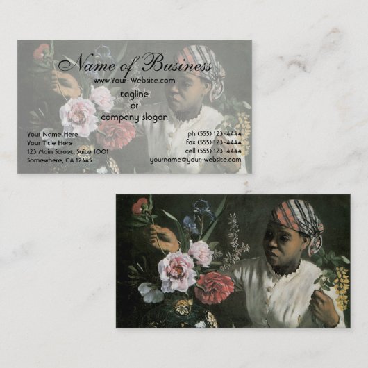 Afrikaanse vrouw met pony's van Frederic Bazille Visitekaartje (Voorkant / Achterkant)