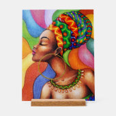 Afrikaanse vrouw met was traditionele stof acryl bord (Voorkant)