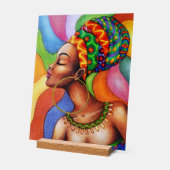 Afrikaanse vrouw met was traditionele stof acryl bord (Hoek)