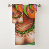 Afrikaanse vrouw met was traditionele stof bad handdoek (Insitu)