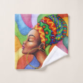 Afrikaanse vrouw met was traditionele stof bad handdoek (Wasdoekje)