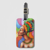 Afrikaanse vrouw met was traditionele stof bagagelabel (Voorkant (verticaal))