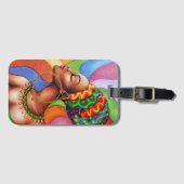 Afrikaanse vrouw met was traditionele stof bagagelabel (Voorkant (horizontaal))