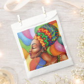 Afrikaanse vrouw met was traditionele stof bedankzakje (Geknipt)