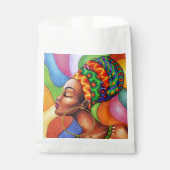 Afrikaanse vrouw met was traditionele stof bedankzakje (Voorkant)