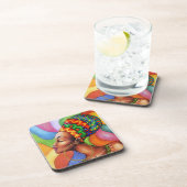 Afrikaanse vrouw met was traditionele stof bier onderzetter (Rechterzijde)