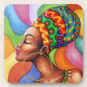 Afrikaanse vrouw met was traditionele stof bier onderzetter (Voorkant)