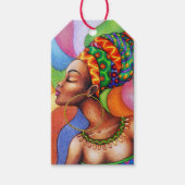 Afrikaanse vrouw met was traditionele stof cadeaulabel (Voorkant)