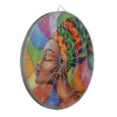 Afrikaanse vrouw met was traditionele stof dartbord (Voorkant Links)