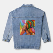 Afrikaanse vrouw met was traditionele stof denim jacket (Achterkant)