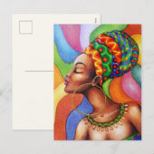 Afrikaanse vrouw met was traditionele stof feestdagenkaart (Voorkant / Achterkant)