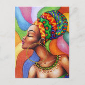 Afrikaanse vrouw met was traditionele stof feestdagenkaart (Voorkant)