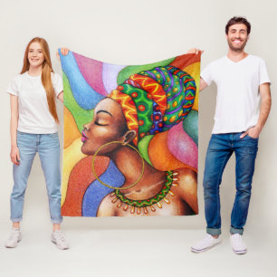 Afrikaanse vrouw met was traditionele stof fleece deken
