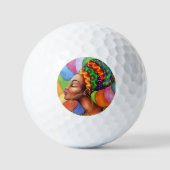 Afrikaanse vrouw met was traditionele stof golfballen (Voorkant)