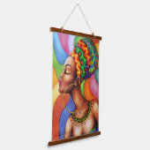 Afrikaanse vrouw met was traditionele stof hangend wandkleed (Gebogen)