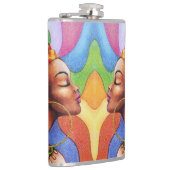 Afrikaanse vrouw met was traditionele stof heupfles (Rechts)