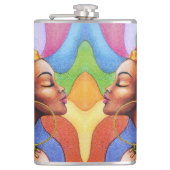 Afrikaanse vrouw met was traditionele stof heupfles (Voorkant)