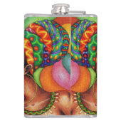 Afrikaanse vrouw met was traditionele stof heupfles (Achterkant)