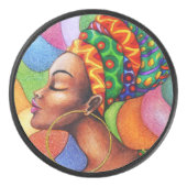 Afrikaanse vrouw met was traditionele stof hockey puck (Voorkant)