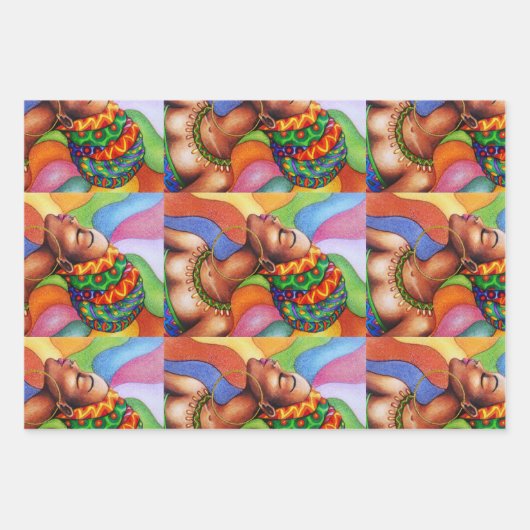 Afrikaanse vrouw met was traditionele stof inpakpapier vel (Voorkant)