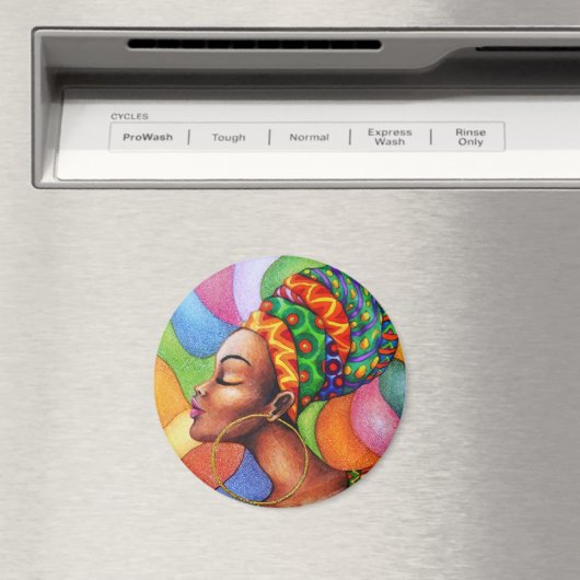 Afrikaanse vrouw met was traditionele stof magneet (Insitu (Vaatwasser))