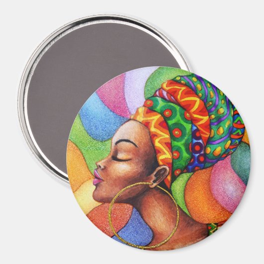 Afrikaanse vrouw met was traditionele stof magneet (Voorkant / Achterkant)