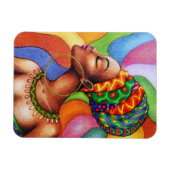 Afrikaanse vrouw met was traditionele stof magneet (Horizontaal)