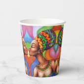 Afrikaanse vrouw met was traditionele stof papieren bekers (Achterkant)