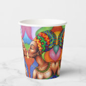 Afrikaanse vrouw met was traditionele stof papieren bekers (Voorkant)