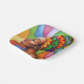 Afrikaanse vrouw met was traditionele stof papieren bordje (Gebogen)