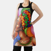 Afrikaanse vrouw met was traditionele stof schort (Insitu)