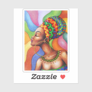 Afrikaanse vrouw met was traditionele stof sticker