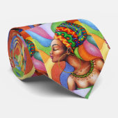 Afrikaanse vrouw met was traditionele stof stropdas (Opgerold)