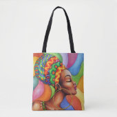 Afrikaanse vrouw met was traditionele stof tote bag (Voorkant)