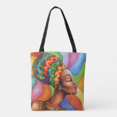 Afrikaanse vrouw met was traditionele stof tote bag (Achterkant)