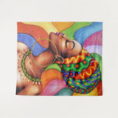 Afrikaanse vrouw met was traditionele stof wandkleed (Voorkant (horizontaal))