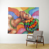 Afrikaanse vrouw met was traditionele stof wandkleed (In Situ (horizontaal))