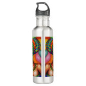 Afrikaanse vrouw met was traditionele stof waterfles (Achterkant)