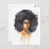 Afrikaanse vrouw. Mode, waterverf Briefkaart (Voorkant / Achterkant)