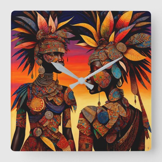 Afrikaanse vrouw Muur Klok (Voorkant)