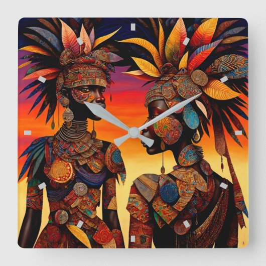 Afrikaanse vrouw Muur Klok (Voorkant)