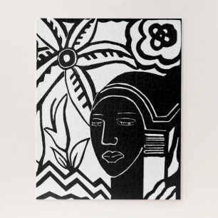 afrikaanse vrouw oerwoud abstracte zwarte inkt kun legpuzzel
