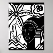 afrikaanse vrouw oerwoud abstracte zwarte inkt kun poster (Voorkant)