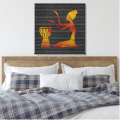 Afrikaanse vrouw op Drums Canvas Afdrukken (Insitu (Slaapkamer))