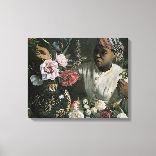 Afrikaanse vrouw Pioenrozen door Frederic Bazille, Canvas Afdruk (Voorkant)