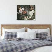 Afrikaanse vrouw Pioenrozen door Frederic Bazille, Canvas Afdruk (Insitu (Slaapkamer))