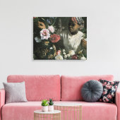 Afrikaanse vrouw Pioenrozen door Frederic Bazille, Canvas Afdruk (Insitu (Woonkamer))
