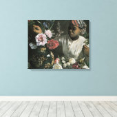 Afrikaanse vrouw Pioenrozen door Frederic Bazille, Canvas Afdruk (Insitu (Houten vloer))